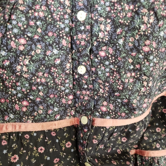 Vintage Gunne Sax Black Floral Print Skirt - Picture 7 of 14